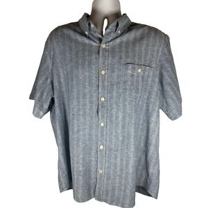 Weatherproof Vintage Men's Washable Linen Shirt Size XL Button Down Short Sleeve